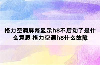 格力空调屏幕显示h8不启动了是什么意思 格力空调h8什么故障